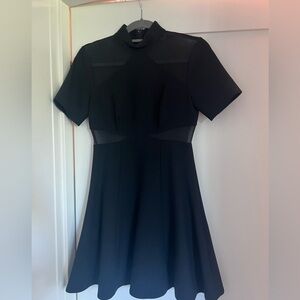 cinq a sept black dresss with mesh detailing, size 4, worn 1 time